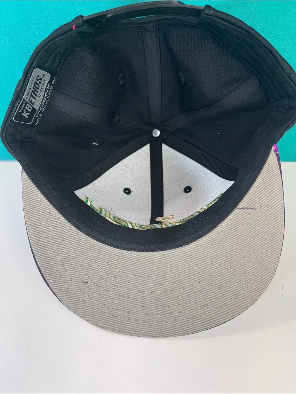 KBETHOS Black Snapback Hat with Purple Galaxy Brim